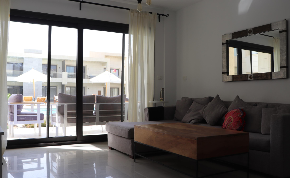 For Sale in G-Cribs El Gouna Ground Floor Two Bedrooms Apartment Overlooking Pool in El Gouna
