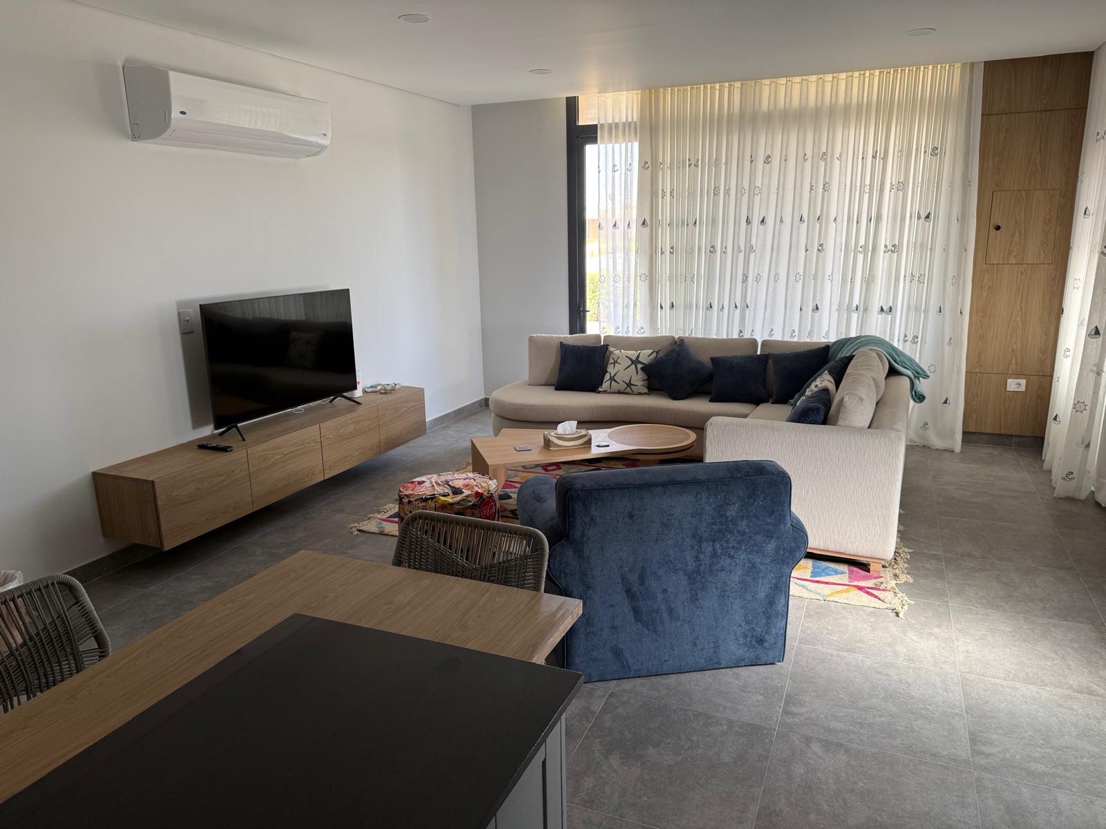 Mesca Soma Bay chalet interior living room fully furnished | Wohnzimmer vollmöbliert Mesca Soma Bay Chalet