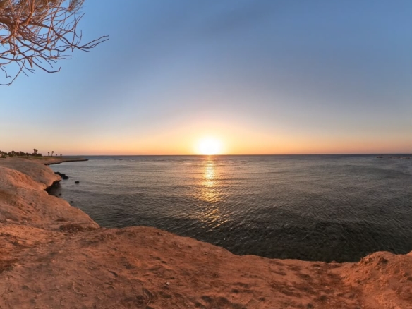 Sunset view over the Red Sea near Reef Town, Soma Bay