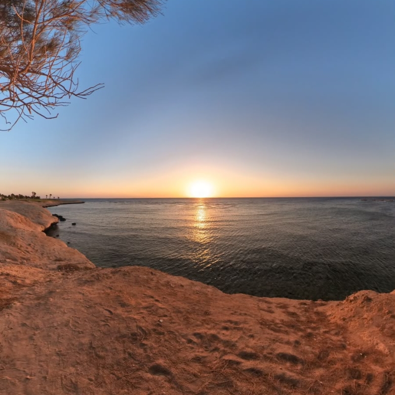 Sunset view over the Red Sea near Reef Town, Soma Bay