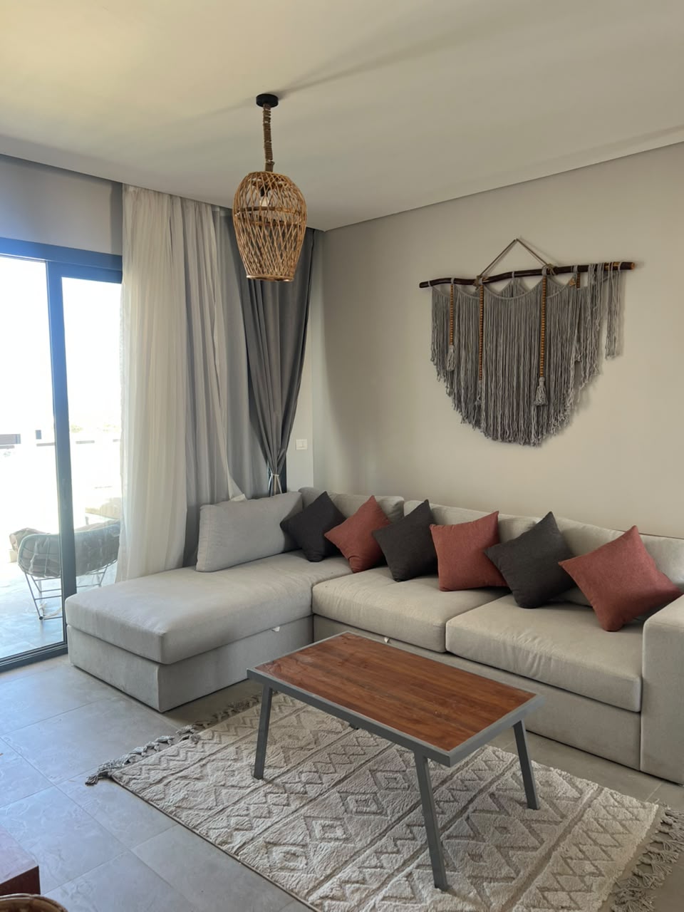 Furnished living room in 2-bedroom apartment, Reef Town Soma Bay