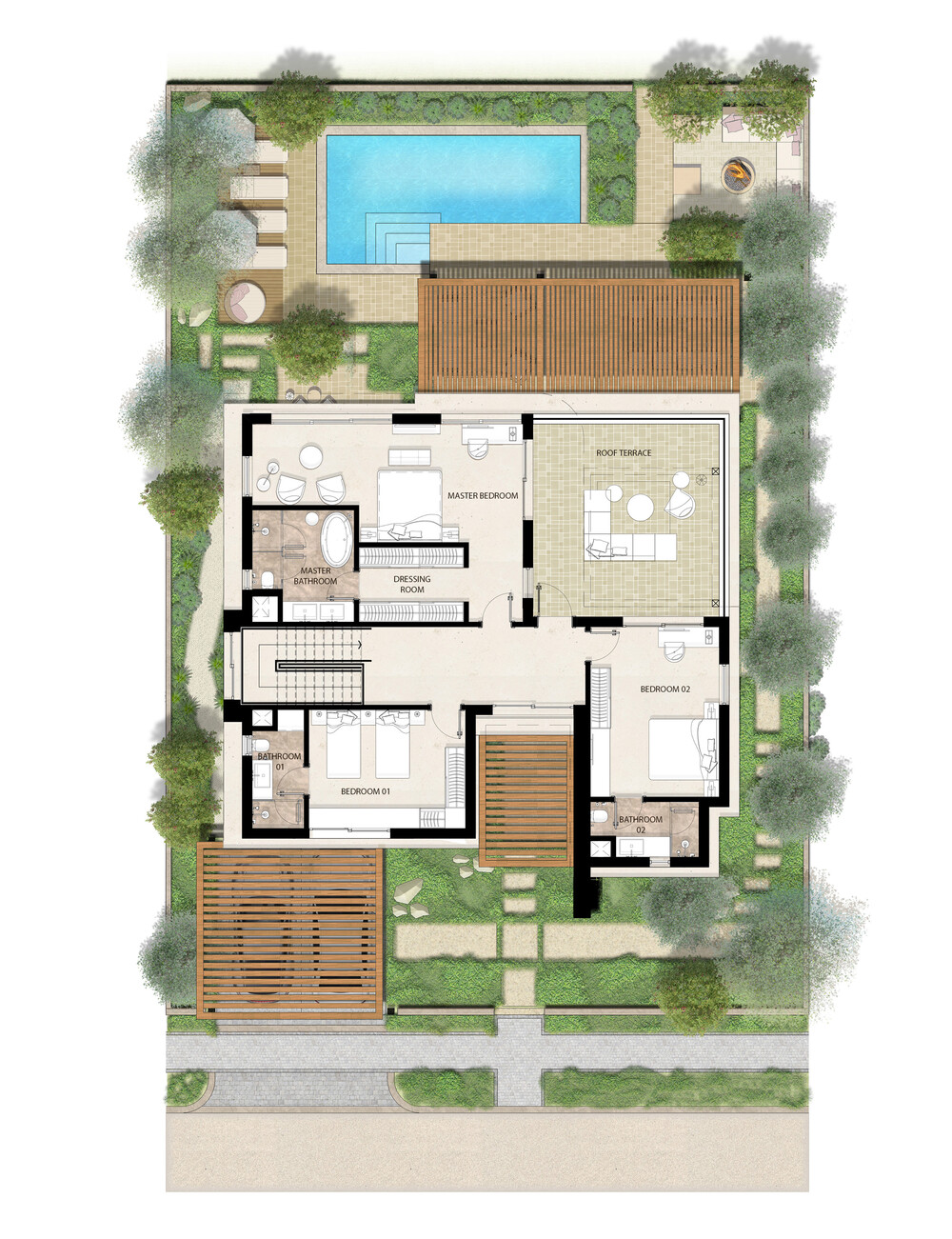 Villa Type D first floor plan - West Bay Almaza Bay