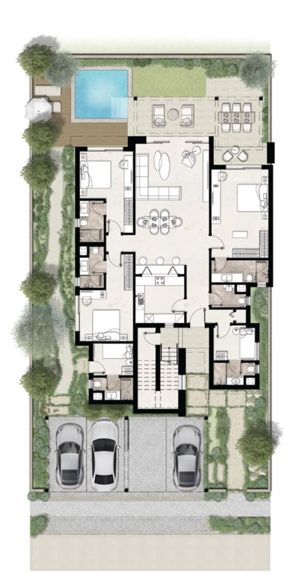 floorplan-ground Executive Chalet ground floor plan - West Bay Almaza Bay