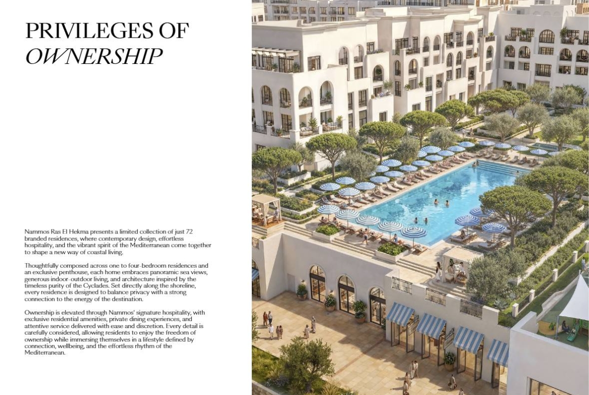 For Sale: 4 Bedroom Apartment in Nammos Residences Ras El Hekma, North Coast | BUA 382 sqm | From EGP 140,000,000