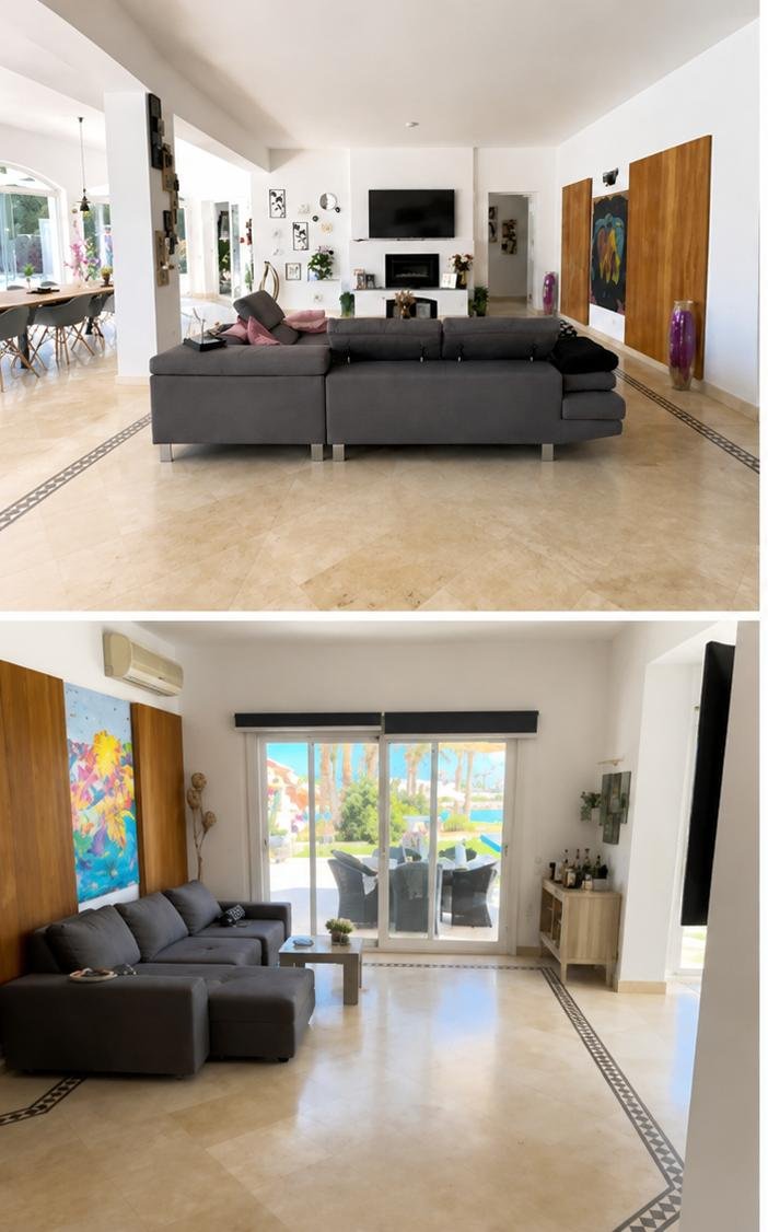 Lagoon-front villa El Gouna with private jetty, rooftop terrace and panoramic sea views
