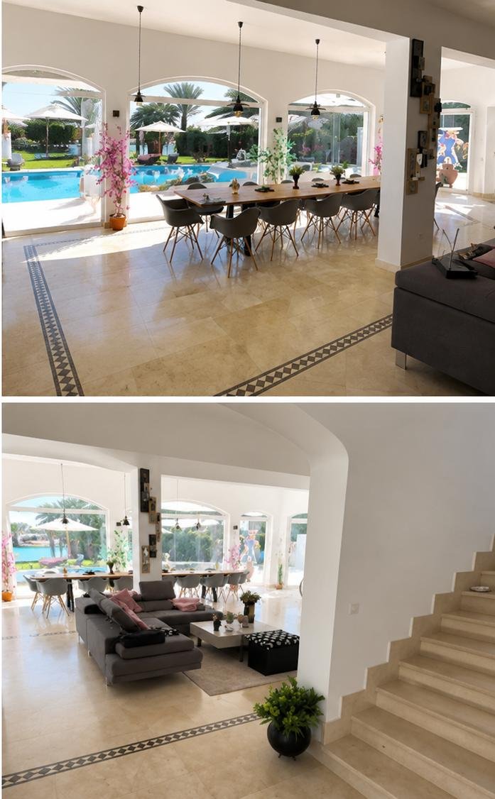 Lagoon-front villa El Gouna with private jetty, rooftop terrace and panoramic sea views