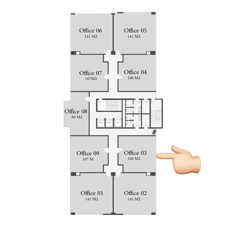 For Sale: Office in Eastside, East Cairo | BUA 108 sqm | From EGP 19,143,540