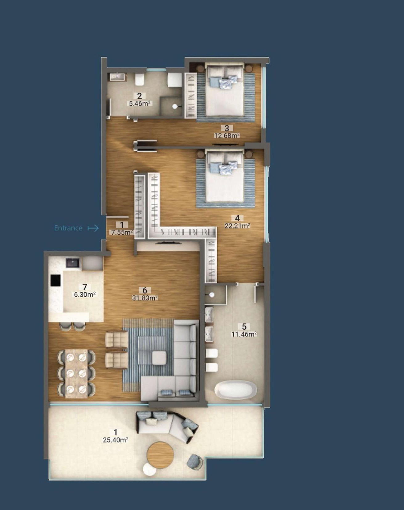 Floor plan, unit 07